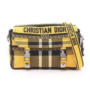 Dior DIORCAMP Shoulder Bag Canvas Yellow Black White